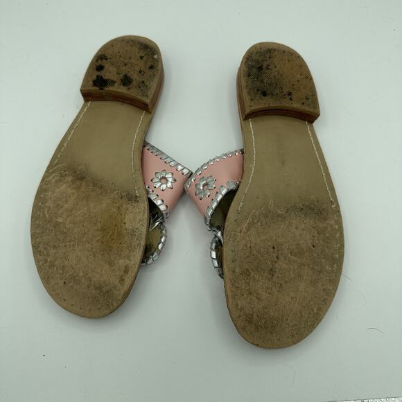 Jack Rogers Pink And Silver Leather Sandals Sz 7M USA HandMade - Picture 4 of 14